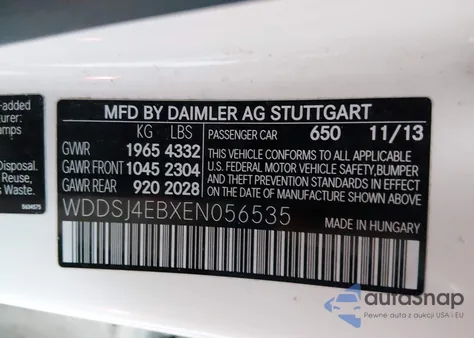 2014 Mercedes-Benz Cla 250 from USA, damaged, VIN WDDSJ4EBXEN056535